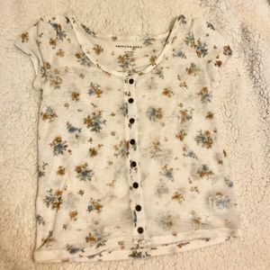 sheer flowery button up top
